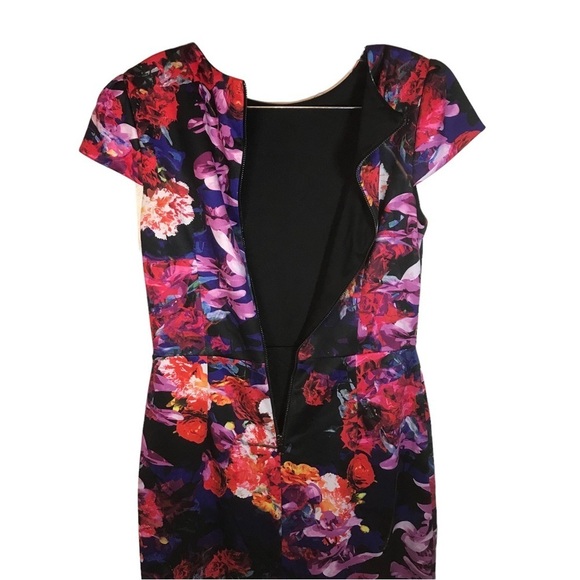 Betsey Johnson women’s midi length floral dress size 6 cap sleeve fully lined - Picture 7 of 13